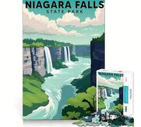 Puzzle pour Adolescents 1000 pièces Parc d'État des Chutes du Niagara Découpe exacte Jeu de réflexion Cadeau Temps de Jeu Calme Cadeau Artistique de Noël (50x75cm)