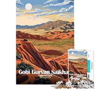 Puzzle pour adolescents 1000 pièces Parc national de Gobi Gurvan Saikhan Mongolie Jeu impossible Jouet addictif pour cultiver la patience Cadeau d'anniversaire amusant et humoristique (taille 38x26cm)