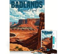 Puzzle pour Adolescents 1000 pièces Parc National des Badlands Découpe de qualité supérieure Cadeau de Jeu Amusant et Intelligent Facile à Jouer Pièce d'art de Noël (38x52cm)