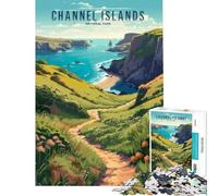 Puzzle pour Adolescents 1000 pièces Parc National des îles Anglo-Normandes Puzzle Adulte à Monter soi-même Jeu de Course de Vitesse à la Main Difficile et Stimulant (Taille 38x26cm)