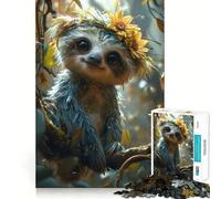 Puzzle pour Adolescents 1000 pièces Paresseux Dessin animé Découpe serrée Amusant Jeu de réflexion créatif Détente Cadeau Artistique de Noël (50x75cm)
