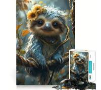 Puzzle pour Adolescents 1000 pièces Paresseux Dessin animé,pièces à emboîter,Jeu de logique Amusant et Silencieux,activité Artistique pour Anniversaire (38x26cm)