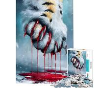Puzzle pour Adolescents 1000 pièces Patte de Tigre ensanglantée Art numérique Jouet addictif pour cultiver la Patience Jeu Familial Convient aux Couples Excellent Cadeau pour Les Amateurs de Jeux