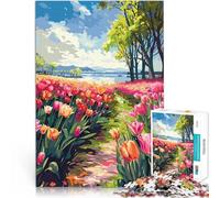 Puzzle pour Adolescents 1000 pièces Paysage de Champs de Tulipes hollandais Jeux éducatifs Cadeau d'œuvre d'art 38x26cm
