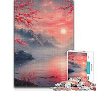 Puzzle pour Adolescents 1000 pièces Paysage de Coucher de Soleil sur Les cerisiers en Fleurs - Jeu éducatif - Décoration Parfaite - Jouet Anti-Stress 38x26cm (1000 pièces)