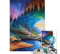 Puzzle pour Adolescents 1000 pièces Paysage de Grotte coloré avec Eau Activités Amusantes à la Maison Course de Vitesse Manuelle Jeux familiaux pour Les 14 Ans et Plus (38x26cm)
