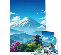 Puzzle pour Adolescents 1000 pièces Paysage de la pagode du Mont Fuji Jeu Pratique Jeu Stimulant Idées Cadeaux Découpe de précision (Dimensions 38x26cm)
