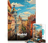 Puzzle pour Adolescents 1000 pièces Paysage de Madrid Découpe exacte Jeu Casse-tête Cadeau Temps de Jeu Calme Cadeau Artistique de Noël (50x75cm)