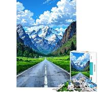 Puzzle pour Adolescents 1000 pièces Paysage de Montagne et de Route Style Anime Défi éducatif pour Toute la Famille Jouet à Monter soi-même Convient aux 14 Ans et Plus (50x75cm)