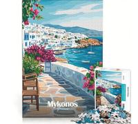 Puzzle pour Adolescents 1000 pièces Paysage de Mykonos Grèce Jeu Pratique pour s'amuser en Famille idéal comme Cadeau pour Toute la Famille 50x75cm