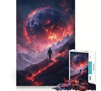 Puzzle pour Adolescents 1000 pièces Paysage de planète en feu Découpe serrée Amusant Résolution de problèmes Détente Décoration de Noël (50x75cm)