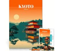 Puzzle pour Adolescents 1000 pièces Paysage de Temple de Kyoto,Japon Art à emboîter Jeu Stimulant l'esprit Loisirs et Divertissement Cadeau Artistique de Noël (38x26cm)