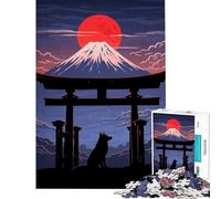 Puzzle pour Adolescents 1000 pièces Paysage Japonais Loup Torii Jeu intellectuel Casse-tête Difficile pour Les Amateurs de Jeux (Dimensions 38x52cm)
