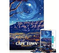 Puzzle pour Adolescents 1000 pièces Paysage Nocturne du Cap,Afrique du Sud Découpe serrée Jeu de réflexion Amusant et créatif Détente Cadeau Artistique de Noël (38x52cm)