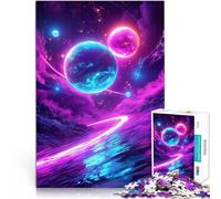 Puzzle pour Adolescents 1000 pièces Paysage planétaire au néon Jeu Familial Anti-Stress Défi Difficile Décoration Parfaite 38x26cm