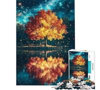 Puzzle pour Adolescents 1000 pièces Paysage Spatial Fantastique Reflet d'arbre d'automne Puzzle pour Adultes Jeu de réflexion d'analyse et de logique Cadeau d'anniversaire Unique (Dimensions 38x52cm)