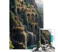 Puzzle pour Adolescents 1000 pièces Paysage Urbain avec Cascade Arches et Architecture Puzzle pour Adultes Jeu Manuel Amusant et Humoristique Cadeau de Noël ou d'anniversaire (Dimensions 38x26cm)