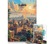 Puzzle pour Adolescents 1000 pièces Paysage Urbain du Caire Bords impeccables Jeu Amusant et Stimulant Mental Jeu Calme et divertissant Cadeau d'anniversaire (50x75cm)