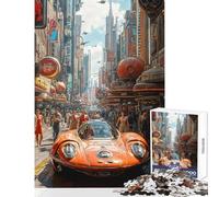 Puzzle pour adolescents 1000 pièces Paysage urbain futuriste avec voiture Jeu familial Modèle d'assemblage Jouet à faire soi-même avec des pièces de formes aléatoires entièrement emboîtables (50x75cm)