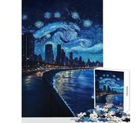 Puzzle pour Adolescents 1000 pièces Paysage Urbain Nuit étoilée Jeu Impossible Vacances à la Maison Jouet éducatif Défi éducatif (38x52cm)