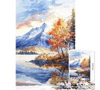 Puzzle pour Adolescents 1000 pièces Paysages d'automne lac et Sommets Jeu éducatif Activités familiales Jouet éducatif pour Les Amateurs de Jeux (38x52cm)