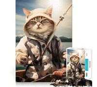 Puzzle pour Adolescents 1000 pièces Pêche au Chat Bords impeccables Jeu d'adresse mentale Amusant et Calme,idéal pour Un Anniversaire ou Une activité Artistique (50x75cm)