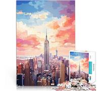 Puzzle pour Adolescents 1000 pièces Peinture à l'huile de New York Jouets de Jeu stimulants Cadeaux du Père Noël Secret 52x38cm