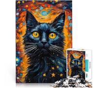 Puzzle pour Adolescents 1000 pièces Peinture de Chat Noir pour Le Jeu éducatif Challenge Toy Jeu de défi Unique 75x50cm
