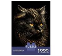 Puzzle pour Adolescents 1000 Pièces Persian Cats Black Gold Puzzle pour Adultes Jeu Pratique Analyse Et Logique Interaction Parent-Enfant 38x26cm/1000pcs