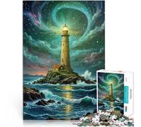 Puzzle pour Adolescents 1000 pièces Phare et Aurore Jeu Familial Anti-Stress Défi Difficile Cadeau d'anniversaire 75x50cm