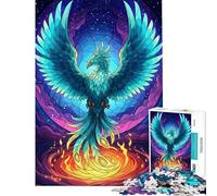 Puzzle pour Adolescents 1000 pièces Phénix Turquoise renaissant de Ses Cendres Puzzle Adulte Jeu Manuel décoration Murale pour Toute la Famille (Taille 38x26cm)