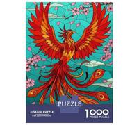 Puzzle pour Adolescents 1000 Pièces Phoenix and Cherry Blossoms Stained Glass Puzzles pour Adultes Jeux Relaxants Décoration Murale Idéal comme Cadeau pour Toute La Famille 70x50cm/1000pcs