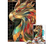 Puzzle pour Adolescents 1000 pièces Phoenix rétro en Verre doré défi éducatif pour Toute la Famille Jouet à Monter soi-même Convient aux 14 Ans et Plus (38x52cm)