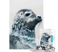 Puzzle pour Adolescents 1000 pièces Phoque du Groenland Arctique Jeu de réflexion Stimulant pour décorer Un Mur (Dimensions 75x50cm)