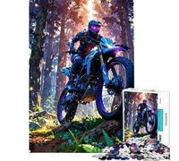 Puzzle pour Adolescents 1000 pièces Pilote de Motocross en forêt Difficile et Stimulant Analyse et logique Jouet de décoration pour la Maison À partir de 14 Ans (38x52cm)