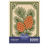 Puzzle pour Adolescents 1000 Pièces Pine Cones Illustration with Decorative Border Puzzle pour Adultes, Jouet, Décoration Murale, Amusant Et Humoristique, Idéal comme Cadeau 38x26cm/1000pcs