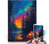 Puzzle pour Adolescents 1000 pièces Pixel Art du lac de Camping Jouets de Jeu pour Cadeau Familial Décoration Parfaite 38x26cm
