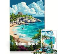 Puzzle pour Adolescents 1000 pièces Plage de Tulum, Mexique Décoration découpée soignée Jouet créatif et Amusant Jeu de Paix Pièce Artistique de Noël (50x75cm)