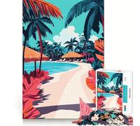 Puzzle pour Adolescents 1000 pièces Plage Tropicale des Maldives Art Minimaliste Bords impeccables Jeu de réflexion Amusant Cadeau Ambiance chaleureuse Décoration Murale de Noël (38x26cm)