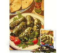 Puzzle pour Adolescents 1000 pièces Plat de dolmas avec Amuse-Gueules et Boissons Découpe précise Jeu de logique Jeu de détente Scène de Noël (50x75cm)