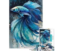 Puzzle pour Adolescents 1000 pièces Poisson Betta Bleu élégant pour Anniversaire Noël Jouet de mémoire décoration Murale Convient aux Personnes de 14 Ans et Plus (50x75cm)