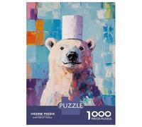 Puzzle pour Adolescents 1000 Pièces Polar Bear in A Top Hat Puzzle pour Adultes Jeu De Réflexion Décoration Murale Cadeau Anti-Stress 52x38cm/1000pcs
