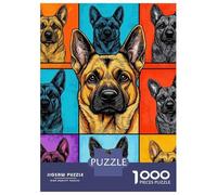 Puzzle pour Adolescents 1000 Pièces Pop Art German Shepherd Puzzles pour Adolescents Jeux Relaxants Cadeaux pour Femmes pour Anniversaire, Noël 38x26cm/1000pcs