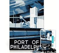 Puzzle pour Adolescents 1000 pièces Port de Philadelphie Jeu de réflexion Stimulant et Amusant,Cadeau Artistique de Noël (38x52cm)