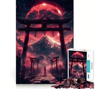 Puzzle pour Adolescents 1000 pièces Porte Torii Lune de Sang,Illustration aux Bords précis,Jeu de Concentration Amusant,Moment de détente,Cadeau de Noël apaisant (50x75cm)