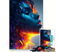 Puzzle pour Adolescents 1000 pièces,Portrait Abstrait Bleu et Orange,Assemblage sans Couture,Jeu créatif,Divertissement pour Les Moments de détente,Cadeau de Noël (38x52cm)