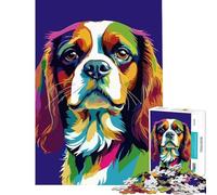 Puzzle pour Adolescents 1000 pièces Portrait coloré de Cavalier King Charles Spaniel Jeu de réflexion et de Stimulation intellectuelle pour décorer Un Mur (Dimensions 38x26cm)