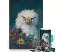 Puzzle pour Adolescents 1000 pièces Portrait d'aigle à tête Blanche Découpe de qualité supérieure Jeu Amusant et Intelligent Cadeau Facile à Jouer Pièce d'art de Noël (50x75cm)