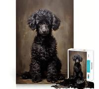 Puzzle pour Adolescents 1000 pièces Portrait de Caniche Noir,Bords Nets,Jeu de Concentration Amusant,Moment de détente,Cadeau de Noël apaisant (38x26cm)