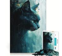 Puzzle pour Adolescents 1000 pièces Portrait de Chat Bleu,Assemblage sans Couture,Jeu créatif,Divertissement pour Les Moments de détente,Cadeau de Noël (38x26cm)